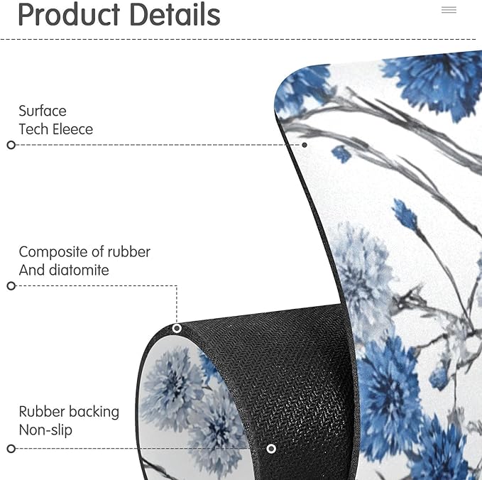 Kitchen Sink Splash Guard 1 PC 14.7 Inch Sink Faucet Mat Splash Guard for Bathroom Countertop Water Absorbent Foldable Cuttable Soft Washable Chinese Style Cornflower