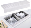 Kitchen Sink Splash Guard with Suction Cups, Kitchen Sink Mat, Non-Slip Silicone Sink Edge Protector, Water Splash Guard for Kitchen, Bathroom, Bathtub (Transparent, 4*20 in)