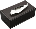 KINGFOM Rectangular PU Leather Tissue Box Cover - Facial Tissue Paper Napkin Holder for Bathroom, Home, Office, Car Automotive Decoration with Magnetic Bottom(Brown)