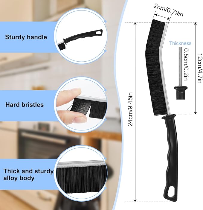 8 Pack Hard Bristle Crevice Cleaning Brush, Gap Cleaner, Toilet Brush, Grout Cleaner, Kitchen, Bathroom, Car Windshield, Black