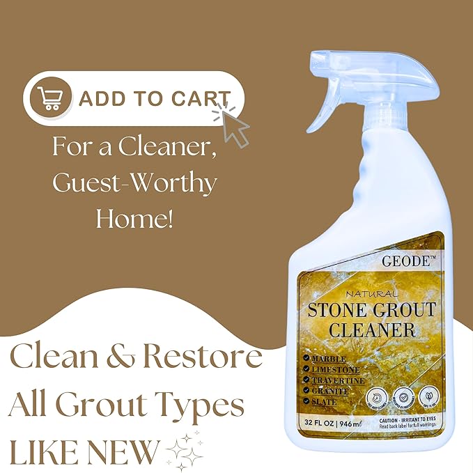 GEODE Natural Stone Grout Cleaner for tile floors - non-damaging, deep cleaner safe for Marble, Limestone, Travertine, Ceramic - Industrial Strength Tile, Stain Remover, Powerful Formula (Gallon)