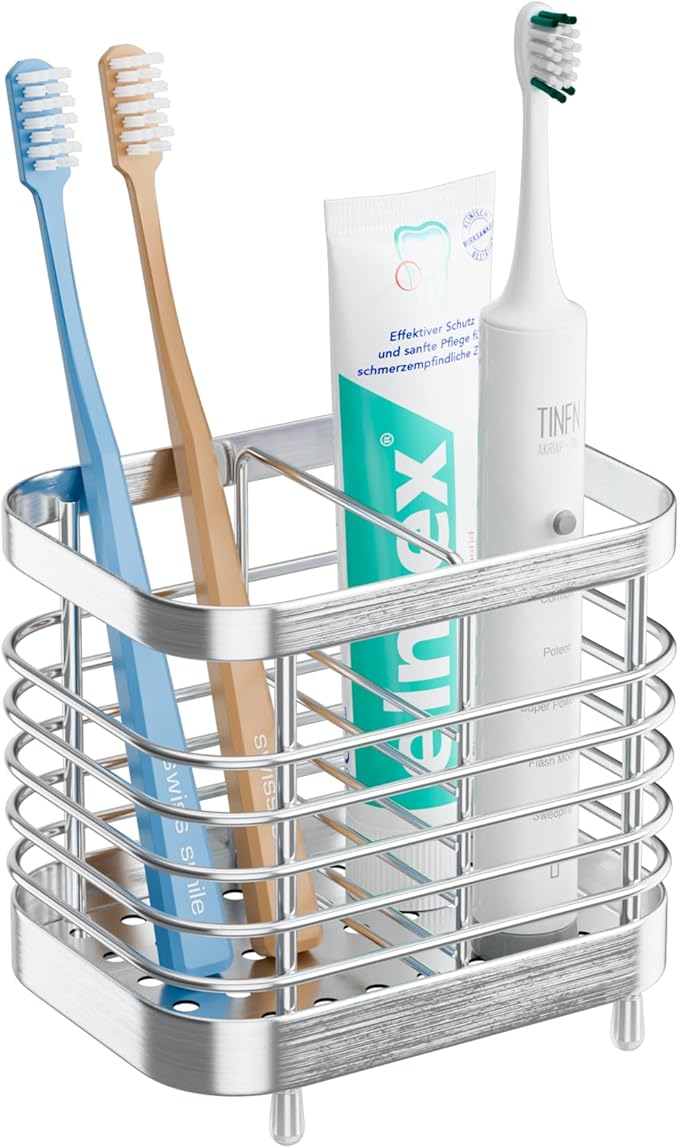 Shower Toothbrush Holders Wall Mounted for Bathrooms, Silver Stainless Steel Bathroom Tooth Brush Holder Storage Organizer for Shower, Electric Toothpaste Caddy Stand, House Essentials for New Home