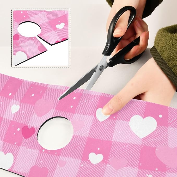 Kitchen Sink Splash Guard 2 PCS 30 Inch Sink Faucet Mat Splash Guard for Bathroom Countertop Water Absorbent Foldable Cuttable Soft Washable Plaid Checkered Pink White Hearts Dots