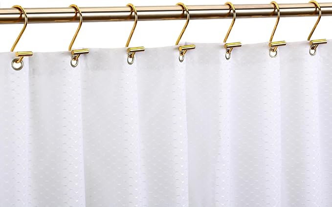 CHICTIE Gold Shower Curtain Hooks Rings, Decorative Shower Curtain Rings for Bathroom Shower Rod, Set of 12 Premium Rust-Resistant Metal Shower Hooks Hangers T Shaped Design