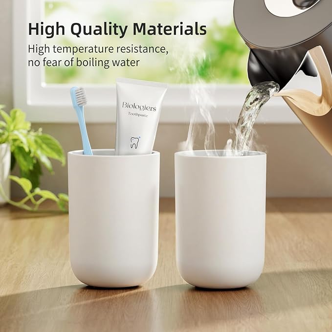 Toothbrush Cup 10.5oz Reusable Unbreakable Bathroom Tumbler 1 PCS, Easy to Clean Plastic Bathroom Cup Toothbrush Holder for Bathroom Counter Organizer