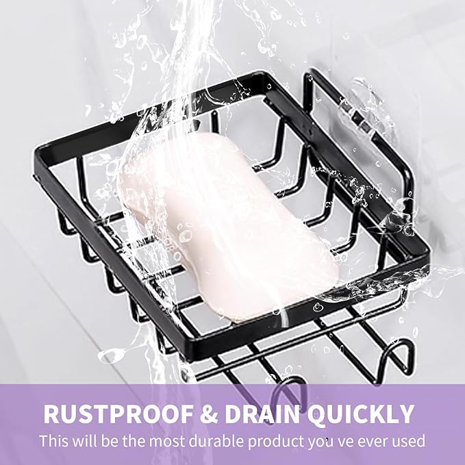 Soap Holder Self Draining Soap Dish Razor Holder for Shower Wall Not Punched Easy Clean Bar Soap Holder Fit for Bathroom, Kitchen Sink