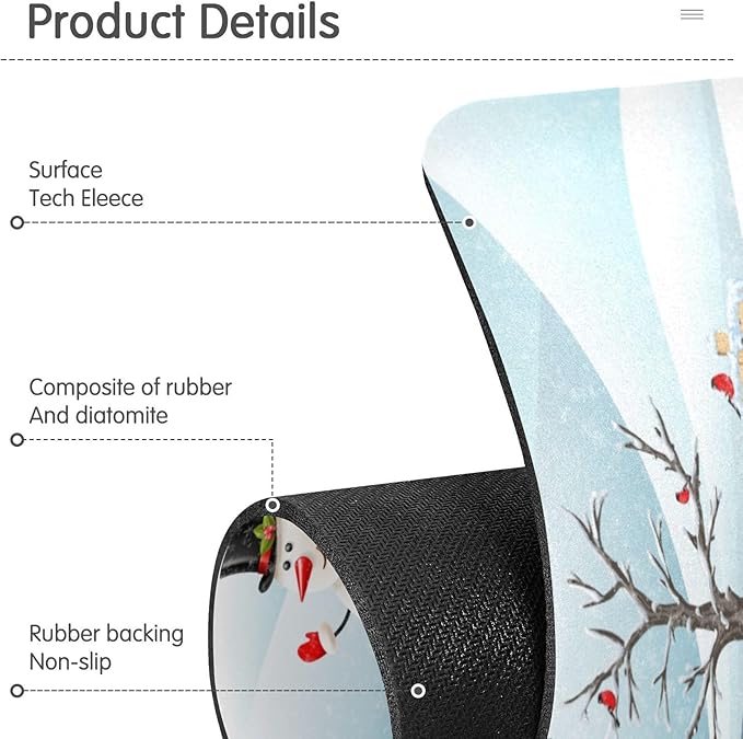 Kitchen Faucet Absorbing Mat Sink Splash Guard Behind Faucet Drip Catcher Trimmable for Bathroom RV Bar 14.7x5.4in 2PCS Christmas Snowman Winter