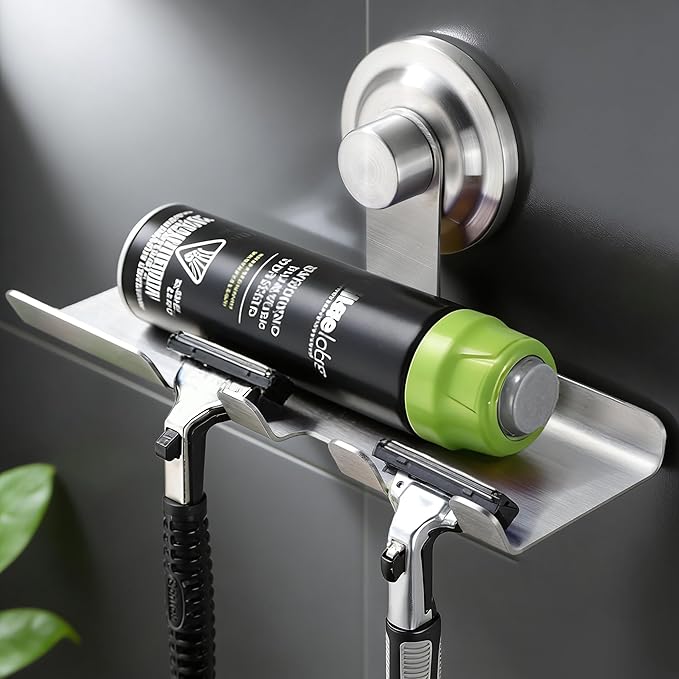 DELITON Suction Cup Razor Holder, Powerful Suction Cup Hooks for Wall, Removable&Reusable Shower Hooks for Towel, Loofah, Toothbrush