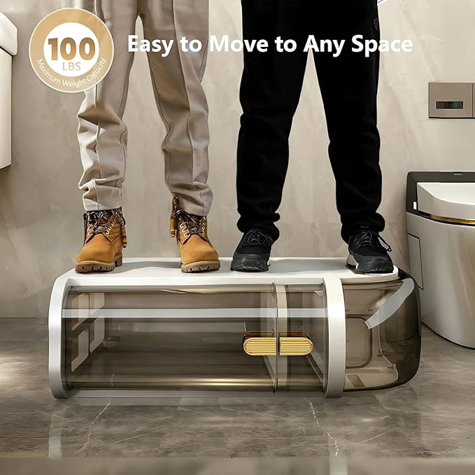 2-Tiers Narrow Bathroom Floor Storage Cabinet 7.1″ Plastic Drawers Organizer with Tissue Box and Wheels Slim Waterproof Bathroom Cabinet for Small Kitchen Laundry Living Room Toilet Gap