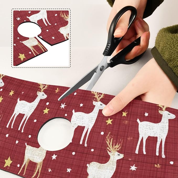 Kitchen Sink Splash Guard 1 PC 14.7 Inch Sink Faucet Mat Splash Guard for Bathroom Countertop Water Absorbent Foldable Cuttable Soft Washable Red Christmas Reindeer Star Dots