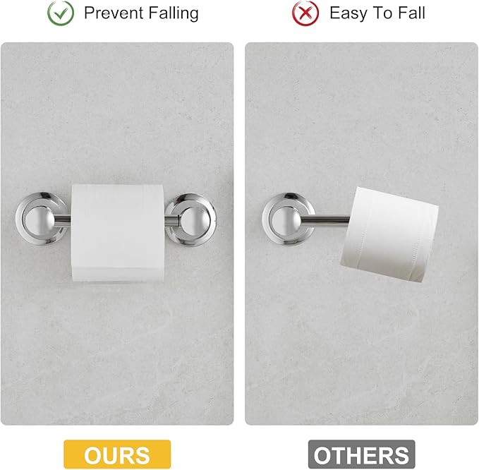 BESy Wall Mounted Toilet Paper Roll Holder Rustproof Tissue Paper Holder Bathroom Flexible Pivoting Tissue Handle Toilet Holder, Polished Chrome, Stainless Steel