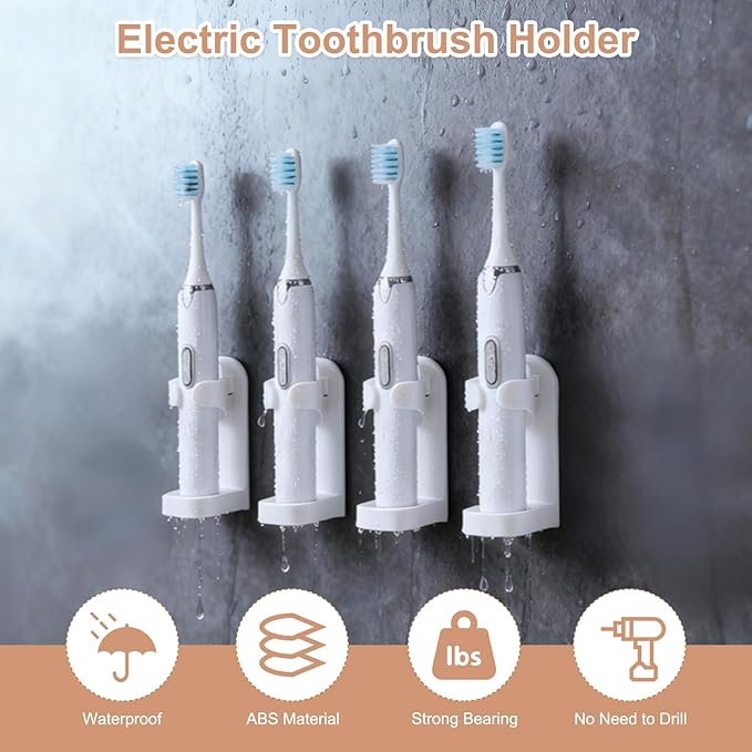 uxcell 2Pcs Electric Toothbrush Holder, Adjustable Wall Mounted Plastic Toothbrush Organizer Adhesive Storage Organizer Stand for Bathroom Tooth Brush Toothpaste Storage, Clear