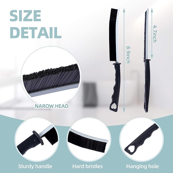 12 Pack Cleaning Brush Set - Hard Bristle Crevice Cleaning Brush - Multifunctional Gap Scrub Brush - Home Essentials for Kitchen Bathroom, Windows Faucets Grout & Car