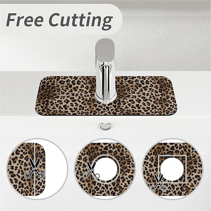 Kitchen Sink Splash Guard，Leopard print vortex Faucet Mat Sink Gadgets-Super Absorbent Fast Drying Mat Drip Catcher for Kitchen, Bathroom,Sink Mat, Dish Drying Mat, Bathroom(15" X 5.5" )