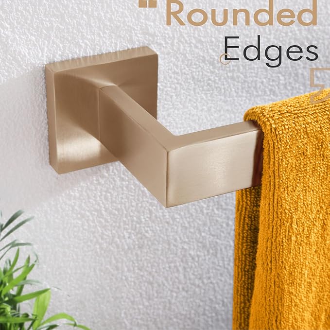 KOKOSIRI 16-Inch Towel Bar for Bathroom Wall Kitchen Towels Holder Wall Mount SUS304 Stainless Steel Towel Rack, Champagne Bronze B4003CPG-L16