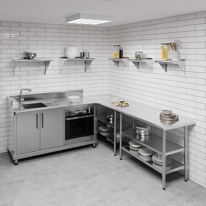 AmGood 10" X 16" Stainless Steel Wall Shelf | Metal Shelving | Garage, Laundry, Storage, Utility Room | Restaurant, Commercial Kitchen | NSF