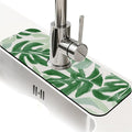Kitchen Sink Splash Guard，Tortoise shell bamboo leaves Faucet Mat Sink Gadgets-Super Absorbent Fast Drying Mat Drip Catcher for Kitchen, Bathroom,Sink Mat, Dish Drying Mat, Bathroom(15" X 5.5" )