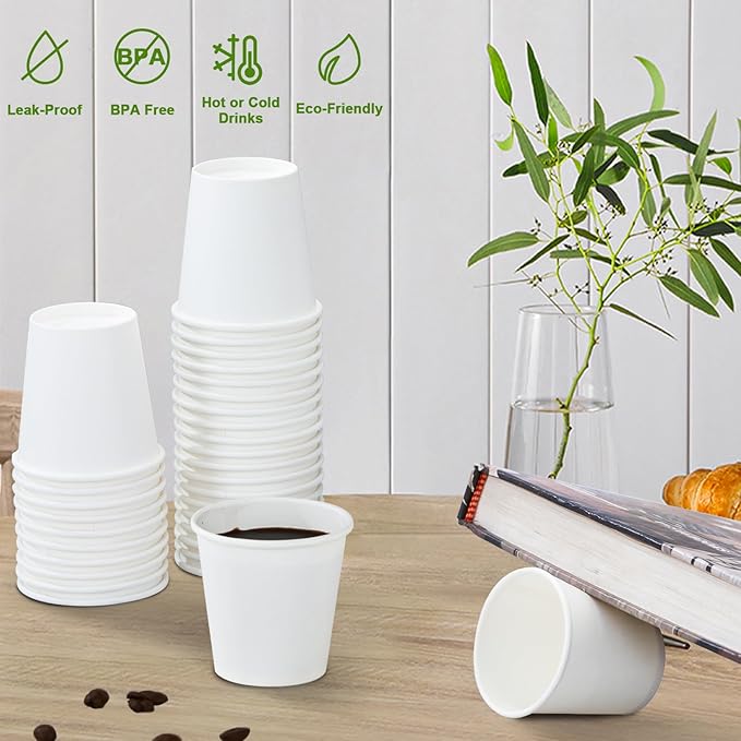 SIUQ 600 Pack 3 oz Paper Cups, Disposable Bathroom Cups, Small Mouthwash Cups, White Paper Cups, Hot/Cold Beverage Drinking Cup for Bathroom, Home, Party, Office, Picnic, Travel and Events