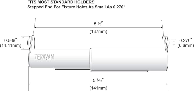 Teravan Standard Toilet Paper Holder Extender for Extra-Large Rolls – Perfect for Double, Triple Rolls in Regular or Ceramic Bathroom Wall Holders, White, Set of 2