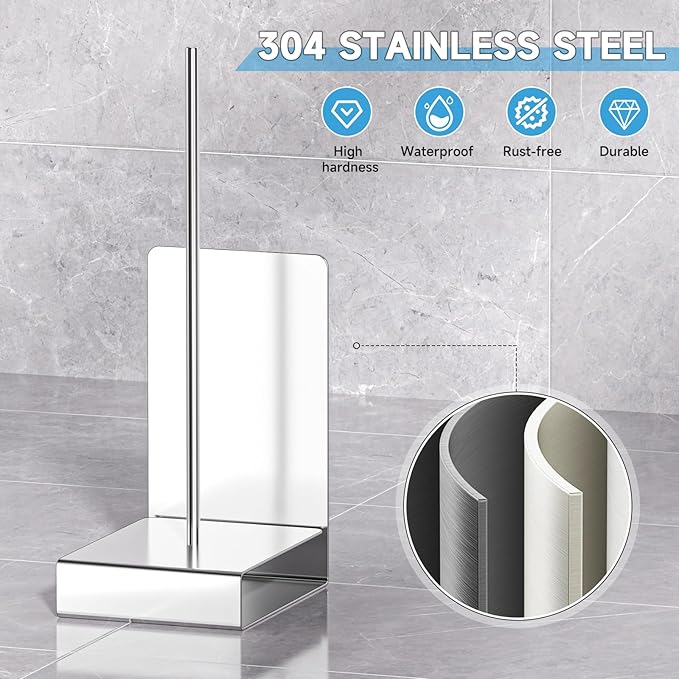 Toilet Paper Storage Wall Mount, Stainless Steel Toilet Paper Holder Stand for 2 Rolls, Extra Tp Roll Organizer Holder for Bathroom, Silver, Cup Lid Organizer