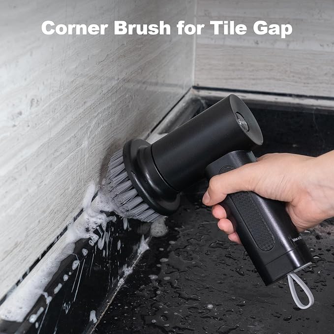 2Pcs Corner Brush Heads Set for Electric Spin Scrubber Cleaning Corners Gap Edge, and Hard-to-Reach Places(Black)