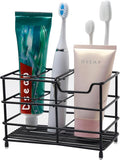 Dseap Toothbrush Holder, Electric Toothbrush Holder - Stainless Steel Tooth Brush Holder, Toothpaste Holder Organizer Stand Caddy for Bathroom, Black