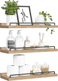 Floating Shelves for Wall Decor, Light Brown Wood Shelves for Bathroom, Living Room, Bedroom, Picture Frames, Plants, Kitchen (Set of 3)
