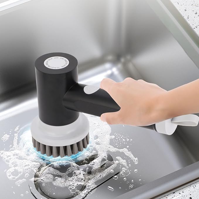 Electric Spins Scrubber, Power Scrubber with 1200mAh Battery and 2 Speeds, Cordless Cleanings Brush with 4 Replaceable Brush Heads, for Bathtub Tile Kitchen Sink