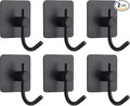 PMMASTO Towel Hooks - Heavy Duty Wall Robe Coat Hook for Hanging- Shower Hooks (Black, “ J ”Shape 6PC)
