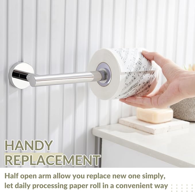 Toilet Paper Holder Polished Chrome, APLusee 304 Stainless Steel Tissue Roll Hanger, Round TP Roll Dispenser for Bathroom Kitchen Washroom, Wall Mount
