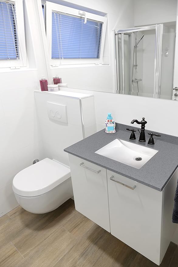 MSI Sparkling Gray Vanity Top with Under Mount Rectangle Ceramic Sinks, Engineered Marble Stone, 4" CC Faucet Holes, 37"X22"