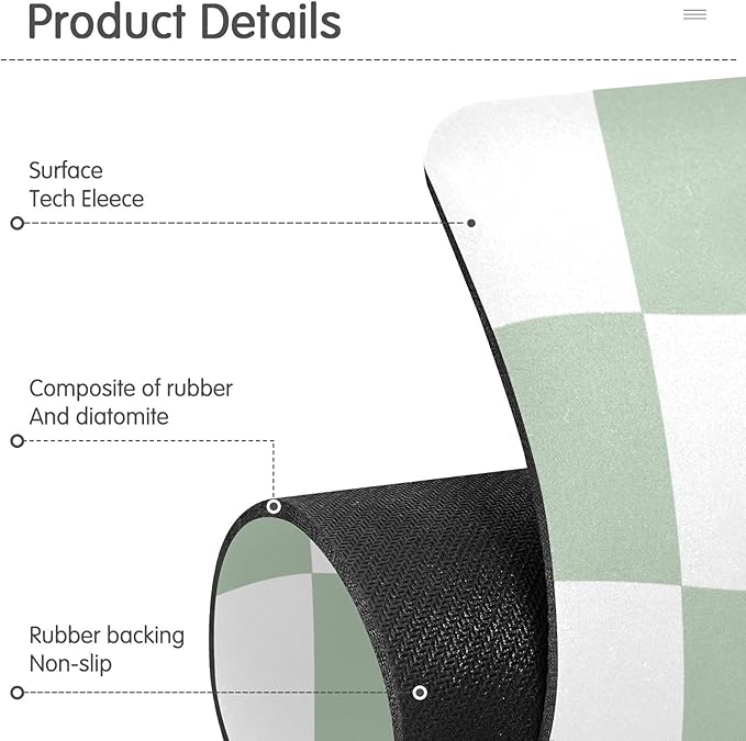 Kitchen Sink Splash Guard 2 PCS 14.7 Inch Sink Faucet Mat Splash Guard for Bathroom Countertop Water Absorbent Foldable Cuttable Soft Washable Checkered White and Green