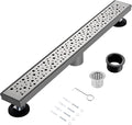 48 Inch Linear Shower Drain, Brushed Nickel Shower Drain, Removable Grate, 304 Stainless Steel, Easy to Install and Clean for Bathrooms (Drain Base Not Included), LSD-19A-48S