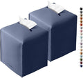 Tissue Box Cover for PU Leather, Modern Simple Solid Color Holder Square Tissue Bag, Ideal for Bathrooms,Office,Car,Outdoor Tent,Dining Table,5"X5"X5", Double Navy Blue