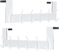 SKOLOO Over The Door Hook - 6 Hooks, No Assembly Required, Stainless Steel Door Hooks, Over Door Coat Rack for Hanging Coats Clothes Hats Robes, White, Pack of 2