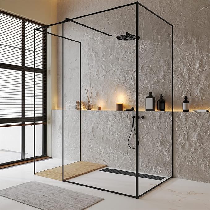 24 Inch Black Rectangular Shower Drain with Removable Quadrato Pattern Cover Grate Accessories and SUS304 Stainless Steel CUPC Certificate (24 inch)