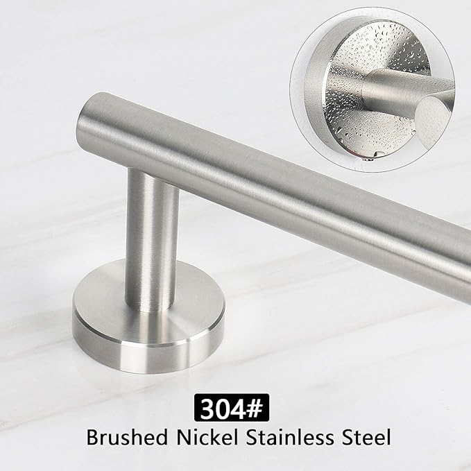 NearMoon Bath Towel Bar, Thicken Stainless Steel Shower Towel Rack Holder Wall Mounted for Bathroom, 16-lnch Overall Length-13-lnch Usable Hanging Space (1 Pack, Brushed Nickel)