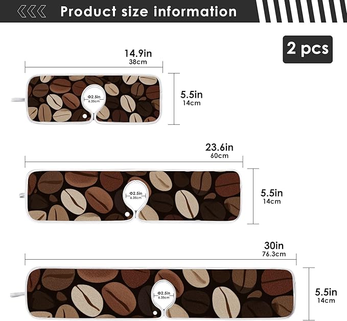 2 PCS Kitchen Sink Splash Guard 23.6 Inch Faucet Mat for Kitchen Sink Bathroom Sink Faucet Absorbing Drip Drain Mat Pad Microfiber Soft Washable Brown Coffee Beans