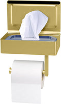 Brushed Gold Toilet Paper Holder Wall Mounted with Shelf & Wipes Storage – Stainless Steel SUS304 Modern Toilet Tissue Roll Holder for Bathroom, Kitchen – Adhesive and Screw Installation