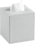 PU Leather Tissue Box Cover Square Tissue Box Holder with Magnetic Closure, Decorative Tissue Holder for Bathroom Bedroom Office (Grey)