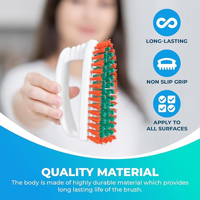 Blue Turtle Scrub Brush – Durable Shower Scrubber for Cleaning – Multipurpose Scrub Brushes for Cleaning with Firm Bristles – Ergonomic Long Handle – Heavy-Duty Scrubber for Bathroom, Kitchen, Garage