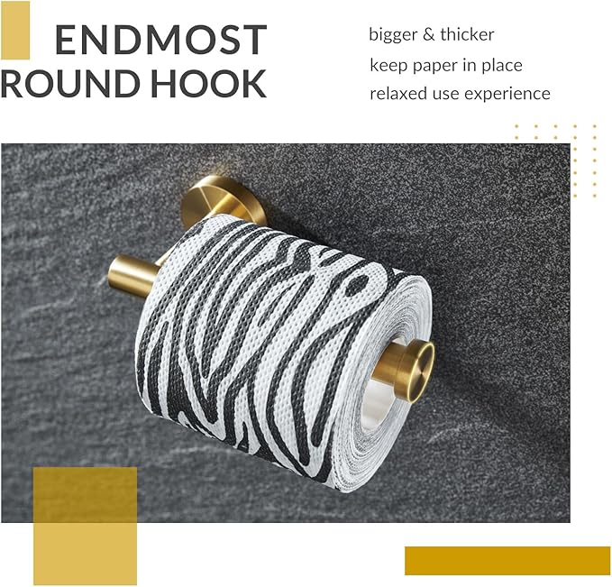Toilet Paper Holder Brushed Dark Gold, APLusee SUS304 Stainless Steel Round TP Hanger, Modern Bathroom Lavatory Tissue Roll Storage