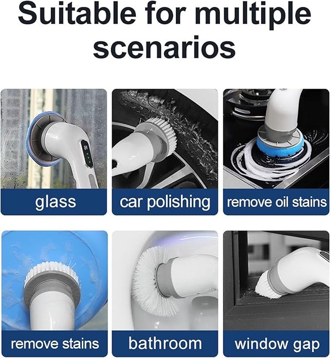 Electric Spin Scrubber, Cordless Cleaning Brush Scrubber for Home, 9 Replaceable Brush Heads 3 Speeds for Bathroom Shower Bathtub Glass Car