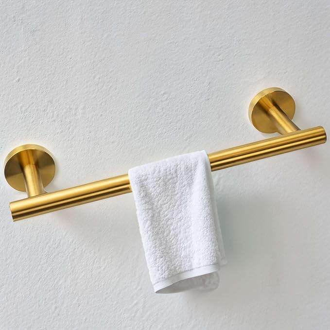 Modket 16 Inches Brushed Gold Towel Bar Bathroom Hardware 304 Stainless Steel Wall Mounted Kitchen Towel Holder Cloths Hanger