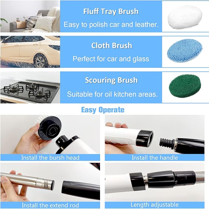 Electric Spin Scrubber, TSGLO 2022 New Cordless Shower Cleaning Brush with 7 Replaceable Brush Heads&Adjustable Extension Long Handle, 360 Power Tub&Tile Scrubber for Bathroom, Glass, Sink, Floor