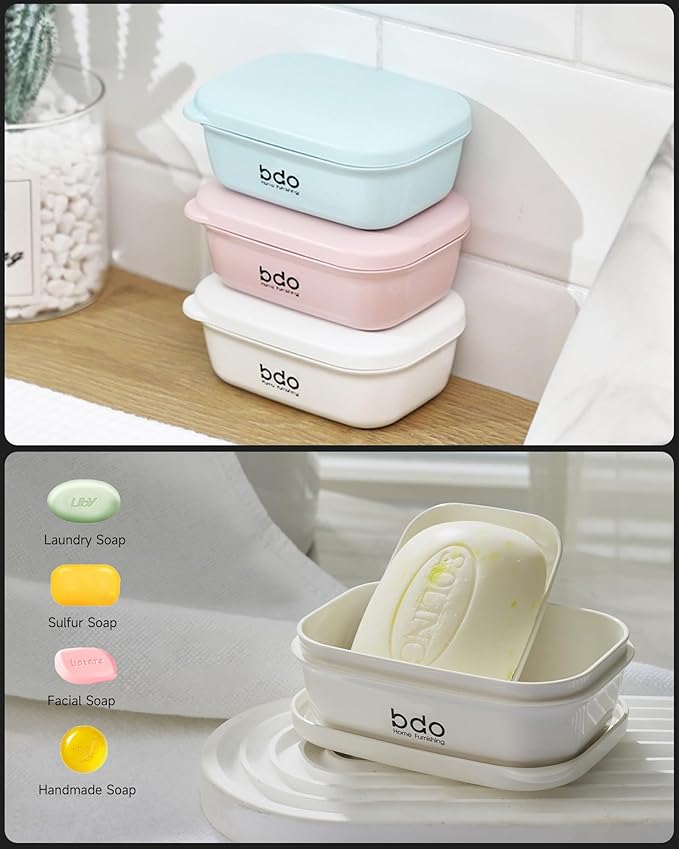 Travel Soap Case, Leakproof Soap Container with Lid, Portable Bar Soap Holder for Traveling, Soap Dishes for Bathroom, Shower, Gym, School, Camping, Vacation, Outdoor