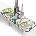 Kitchen Sink Splash Guard，Plants flowers ladybugs Faucet Mat Sink Gadgets-Super Absorbent Fast Drying Mat Drip Catcher for Kitchen, Bathroom,Sink Mat, Dish Drying Mat, Bathroom(15" X 5.5" )