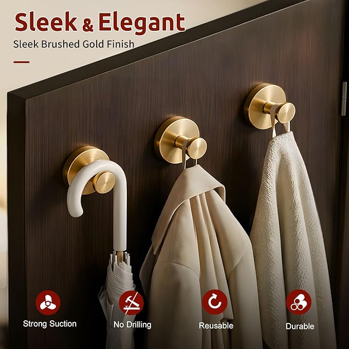 4 Packs Suction Cup Hooks for Shower, Heavy-Duty Wreath Hangers for Front Door, No Drill Glass Door Shower Suction Hooks No Damage for Walls Bathroom Kitchen Window Mirror Tile Towel Coat Robe Loofah