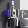 Toothbrush Holders for Bathrooms, Wekity Automatic Toothpaste Dispenser Space Saving Toothbrush and Toothpaste Holder，Toothbrush Holder Wall Mounted with 2 Cups for Bathroom (Green)…