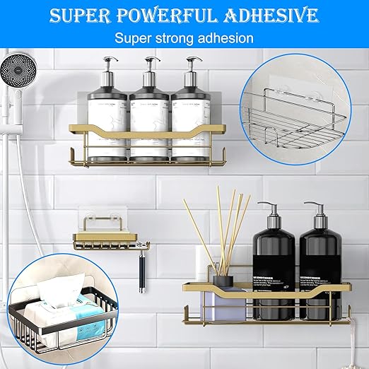 3PCS Shower Shelves Adhesive Replacement,Strong Adhesive Duty Waterproof Transparent PC Material, No Drill Needed Holds 45 lbs for Shower Shelves Bathroom Organizers Kitchen Racks